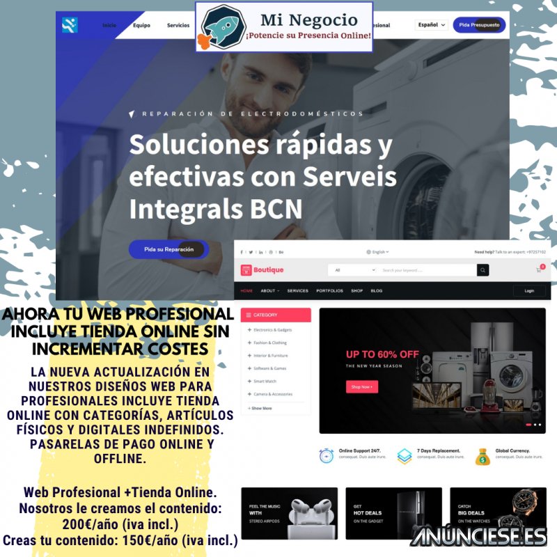 Web Profesional + Tienda Online: Potencia tu negocio