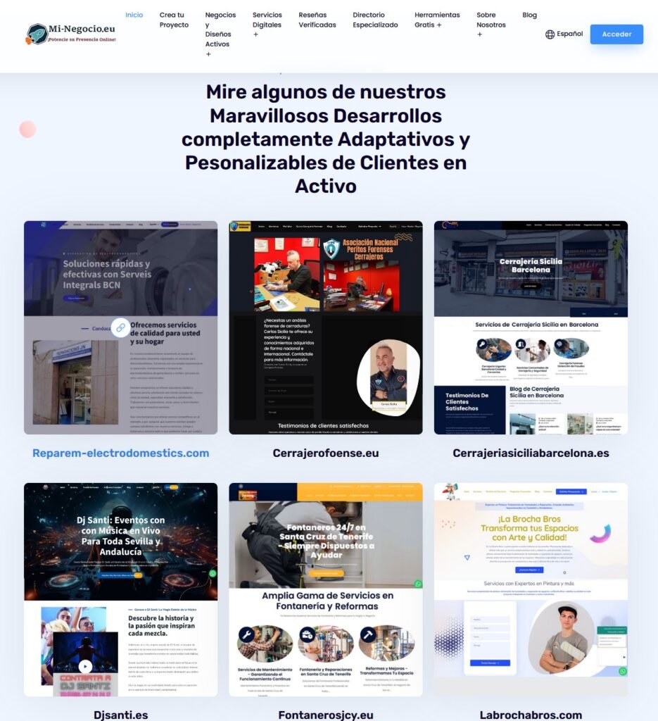 Mi-negocio.eu ofrece webs low cost completas con zonas de contacto y presupuesto para maximizar la visibilidad de su negocio en internet.